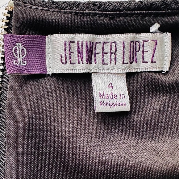 Jennifer Lopez Black Textured Fit Flare‎ V Neck Sleeveless Dress Size 4 - Picture 4 of 6